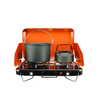 Преносима решетка за къмпинг с двойна горелка